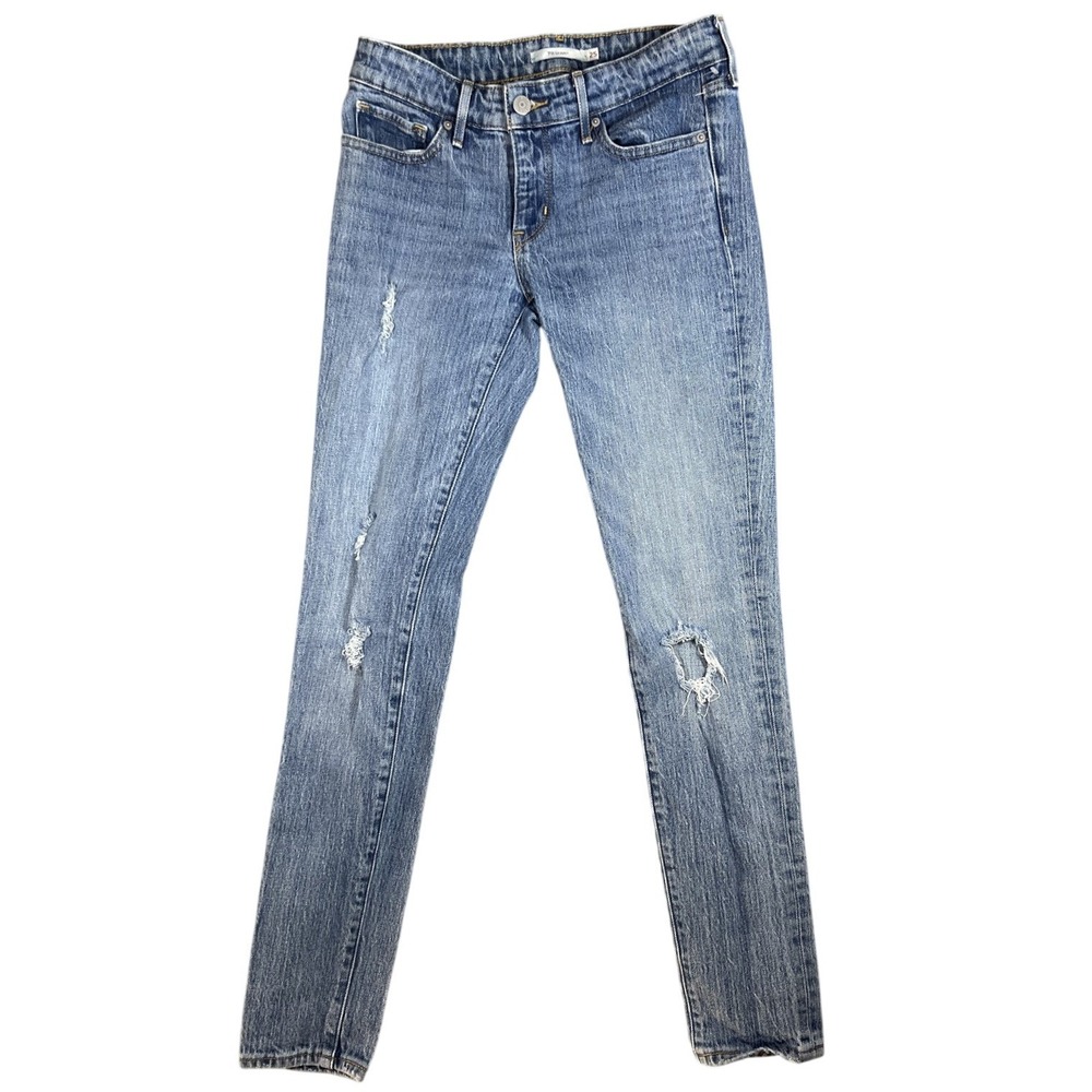 Levi's‎ 711 Skinny Jeans Women's Size 25 Blue Distressed Ripped Denim Stretch